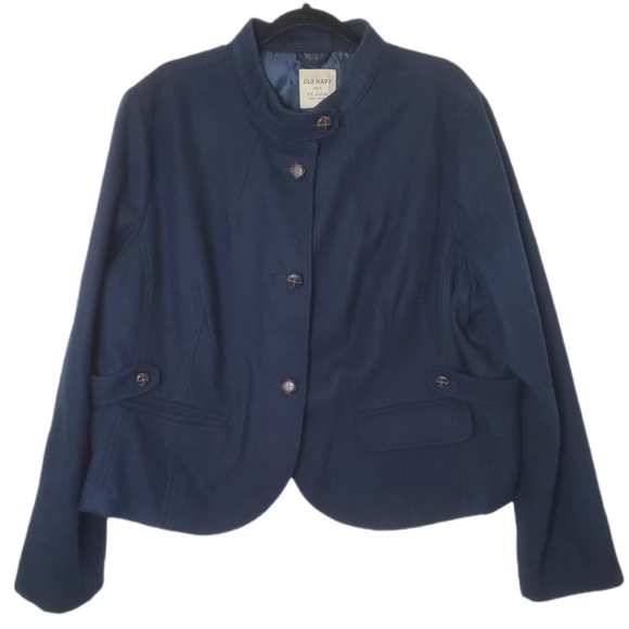 Old Navy Women's Blue Wool Blend Jacket Short Coat Size XXL - Picture 2 of 13